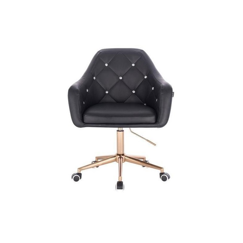 Black eco-leather chair gold wheels