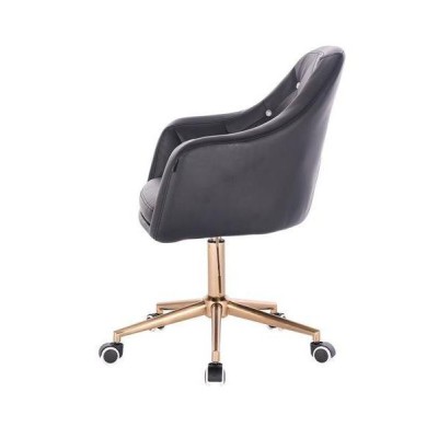 Black faux-leather chair gold casters
