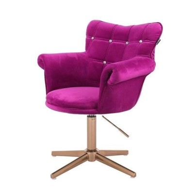 Fuchsia velvet chair gold cross-base