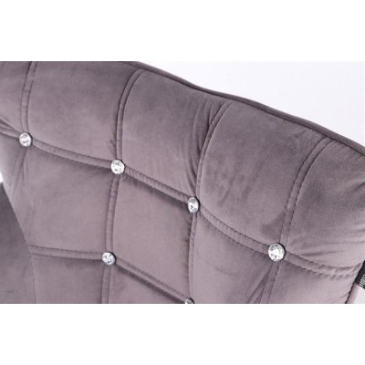 Grafitowy welurowy fotel złota podstawa