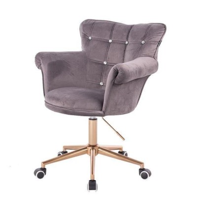 Graphite velvet chair, gold casters