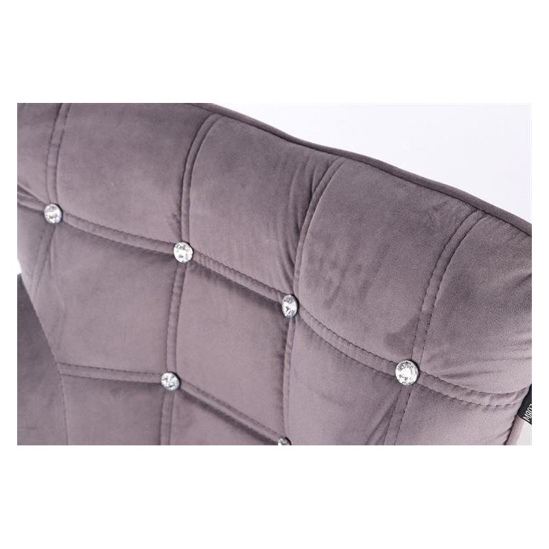 Grafitowy welurowy fotel na kółkach