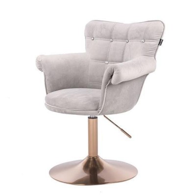 FOTEL LORA CRISTAL CN STALOWY WELUR ZŁOTA PODSTAWA -Fotele Welurowe- 