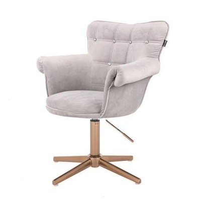 Steel velour chair gold cross-base