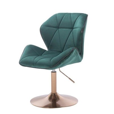 HOKER CRONO  BUTELKOWA ZIELEŃ WELUR ZŁOTA PODSTAWA -Fotele Welurowe- 