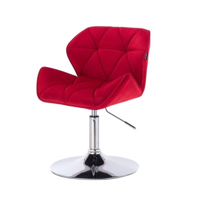 Red velvet cosmetic chair silver-flat-base