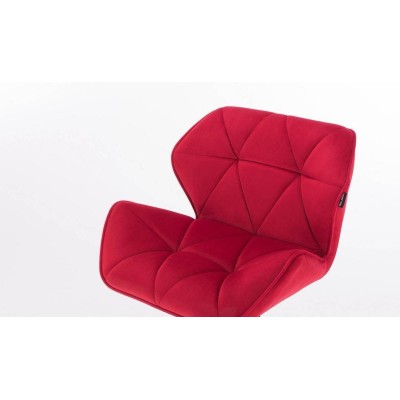 Red velour chair silver casters