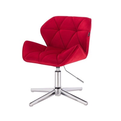 Red velour cosmetic chair, silver-base