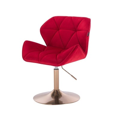 FOTEL PETYR N CZERWONY WELUR ZŁOTA PODSTAWA -Fotele Welurowe- 