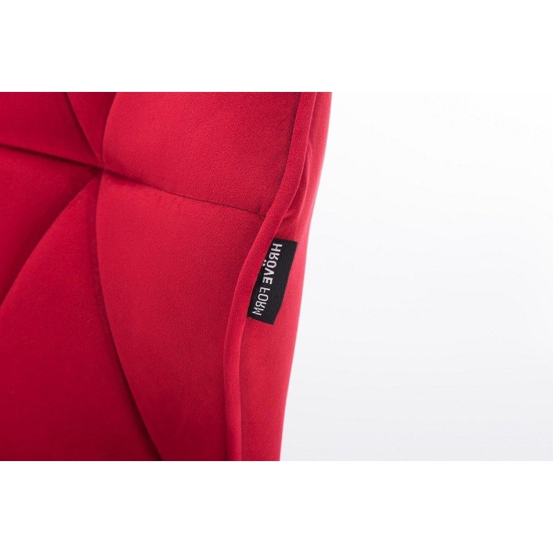 Red velour chair gold wheels