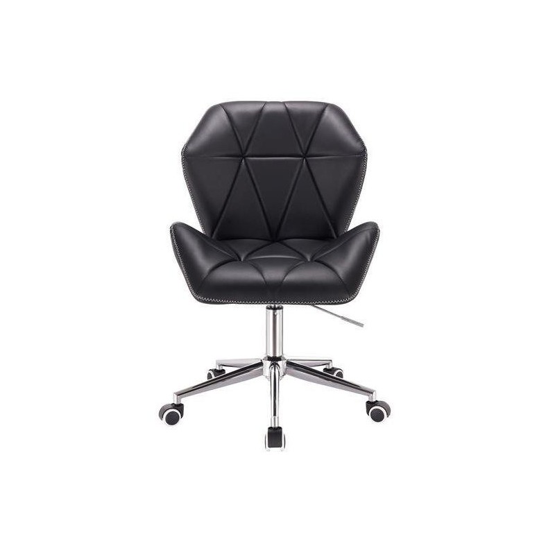 HOKER CRONO K ZIC-ZAC CZARNY CHROMOWANA PODSTAWA -Fotele Ekoskóra- 