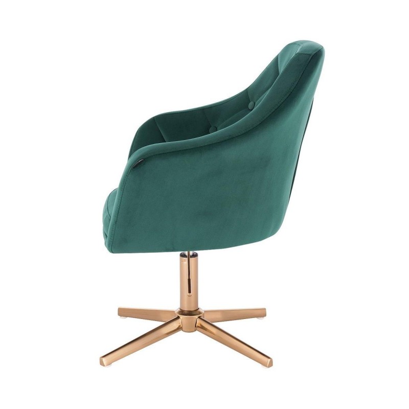 Bottle-green velour chair gold base
