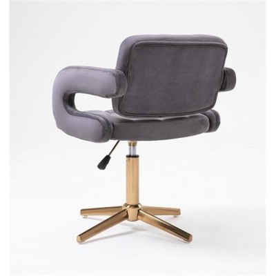 Graphite velvet chair gold cross-base