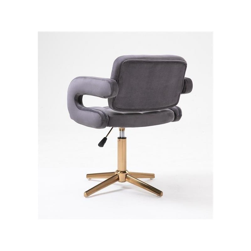 Graphite velvet chair gold cross-base