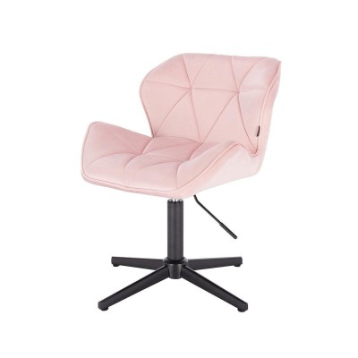 Powder-pink velvet chair black base