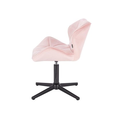 Powder-pink velvet chair, black base