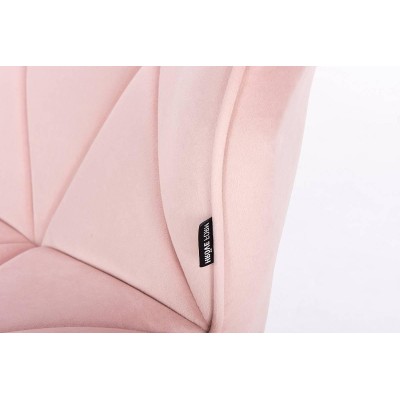 Powder-pink velvet chair with casters