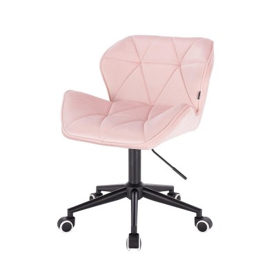 Powder-pink velvet chair black base