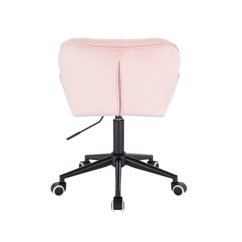 Pudrowe welurowe krzesło z kółkami