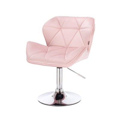 Powder-pink velour chair silver base