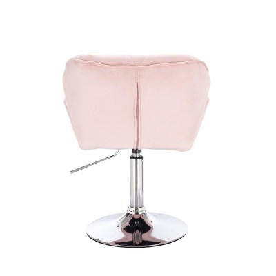 Powder-pink velvet chair, silver base