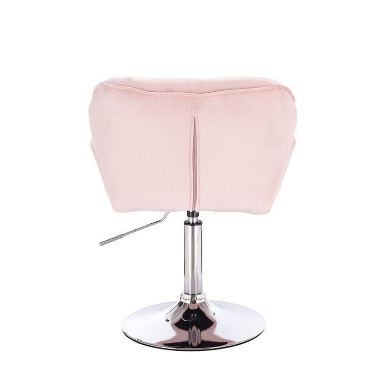 Powder-pink velvet chair, silver base