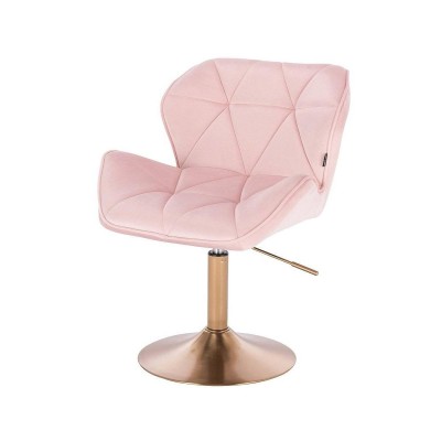 Powder-pink velvet chair gold base