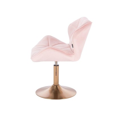 Powder-pink velvet chair gold base