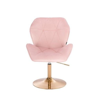 HOKER CRONO  PUDROWY RÓŻ WELUR ZŁOTA PODSTAWA -Meble- 