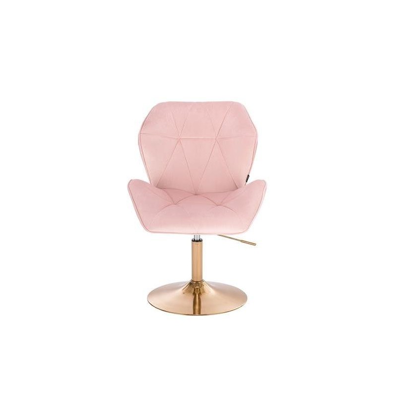 HOKER CRONO  PUDROWY RÓŻ WELUR ZŁOTA PODSTAWA -Meble- 