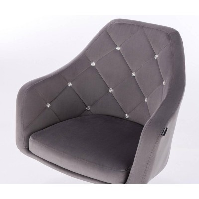 FOTEL BLERM  CRISTAL  GRAFITOWY WELUR ZŁOTA PODSTAWA -Fotele Welurowe- 