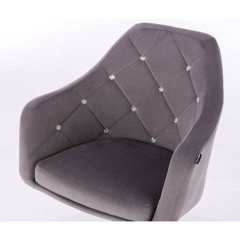 FOTEL BLERM  CRISTAL K GRAFITOWY WELUR ZŁOTA PODSTAWA -Fotele Welurowe- 