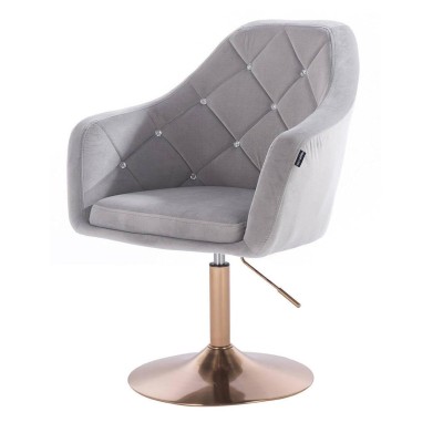 Steel-gray velvet cosmetic chair gold-base