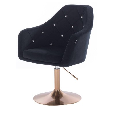 Black velvet chair gold base