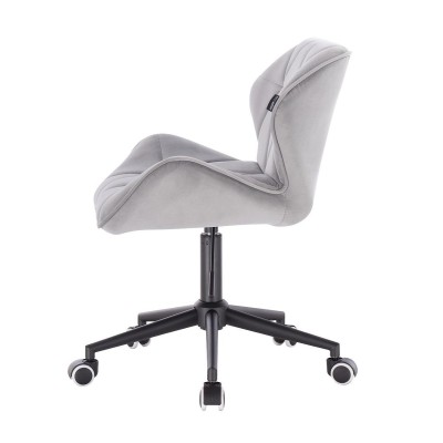 Stalowy welurowy fotel kosmetyczny kółka