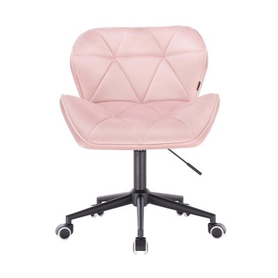 Powder-pink velvet rolling chair