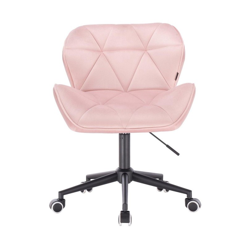 Powder-pink velvet rolling chair