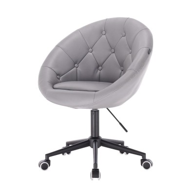 Wheeled gray faux leather chair