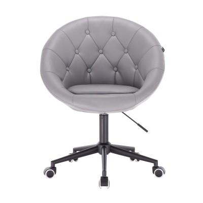 Gray eco-leather cosmetic chair wheels