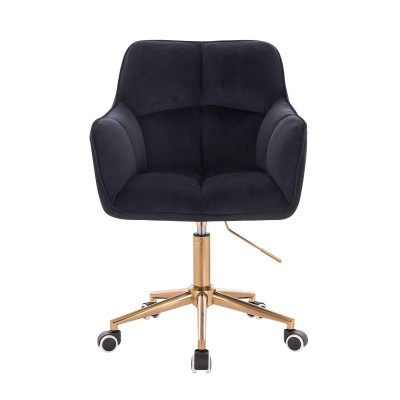 Black velour cosmetic chair gold-base