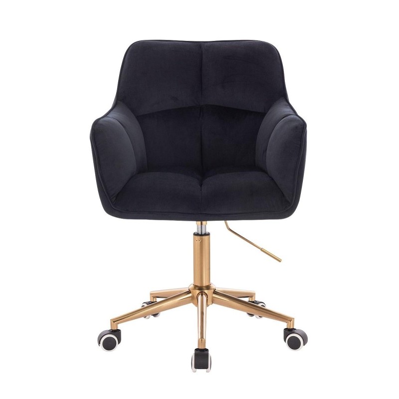 Black velour cosmetic chair gold-base