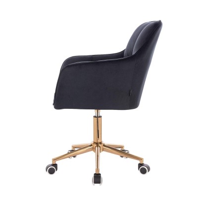 Czarne welurowe krzesło kosmetyczne