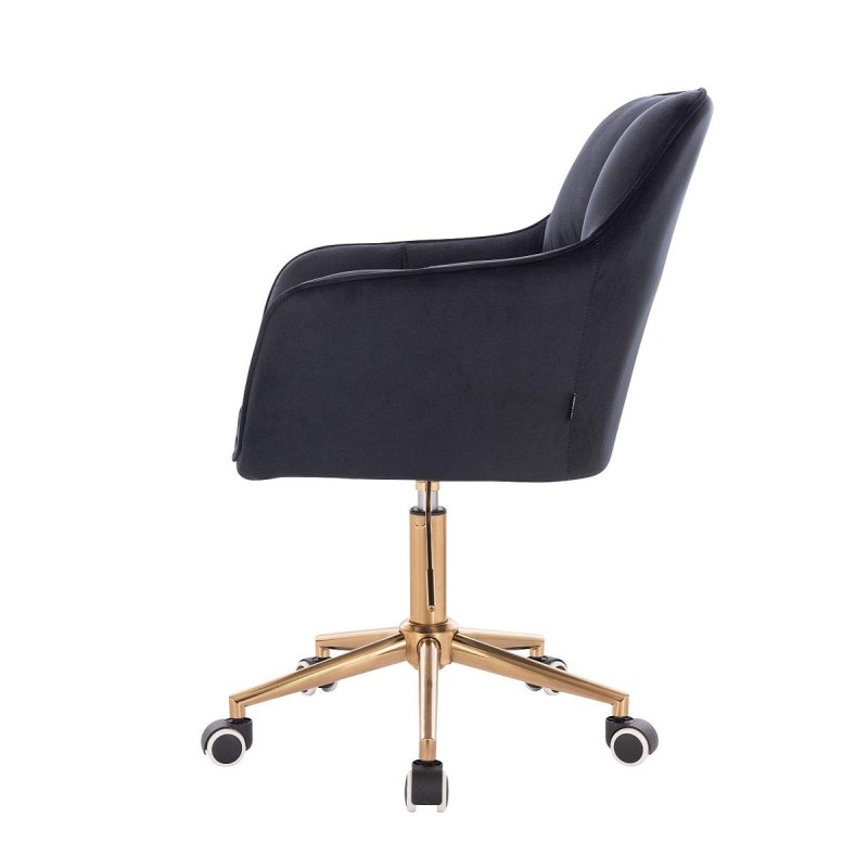 Czarne welurowe krzesło kosmetyczne