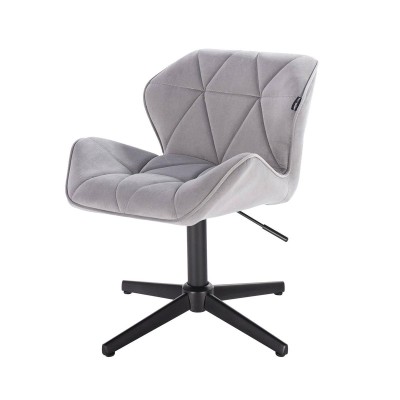 Welurowy stalowy fotel czarna podstawa