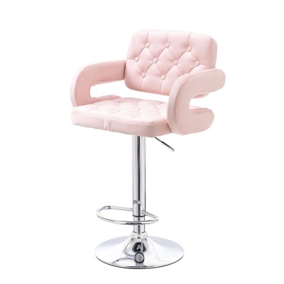 HOKER SURF W PUDROWY RÓŻ WELUR CHROMOWANA PODSTAWA -Hokery barowe- 