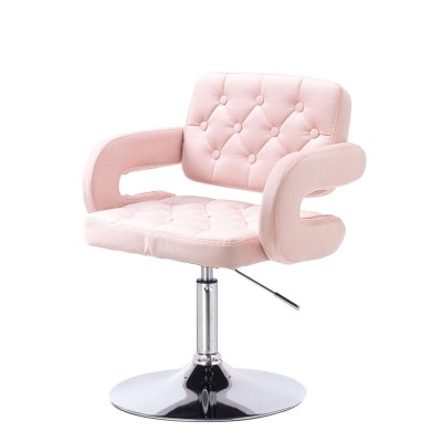 HOKER SURF  PUDROWY RÓŻ WELUR  CHROMOWANA PODSTAWA -Hokery barowe- 