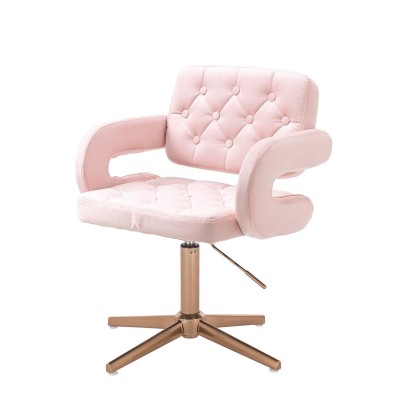 Powder-pink velvet chair gold base