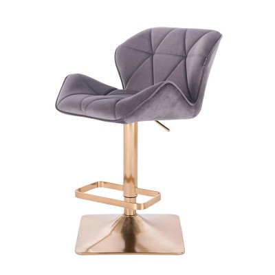 Grafitowy welurowy hoker złota podstawa