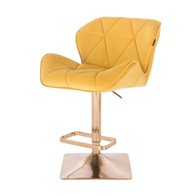 Yellow velvet cosmetic stool gold