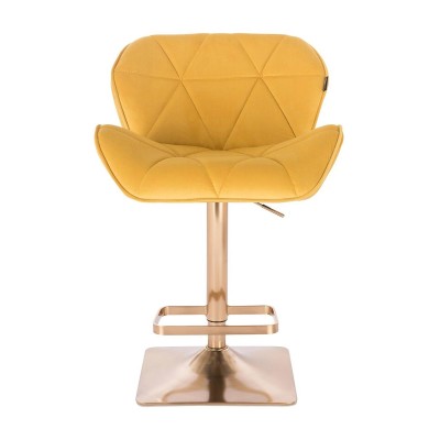 Yellow velour stool gold base